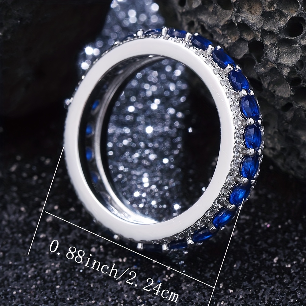 Women's S925 Silver Ring with Lab-Grown Oval Sapphires